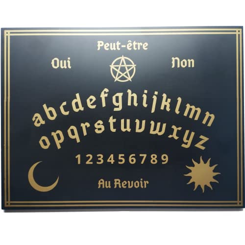 Planche Ouija en Francais Bois : Table avec Goutte, Jeu Oui Ja Board + Planchette. Idéal Communication avec Morts, Esprits et Au Delà, Objet Spiritisme Magique Paranormal