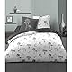 Home Passion Bettbezug, 3-teilig, 100% Baumwolle, 57 Fäden/cm², 240 x 260 cm, Tinghir, Weiß und Grau