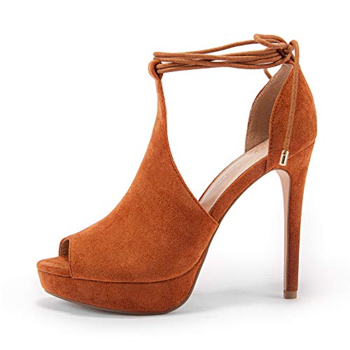 Image of Fashare Womens Peep Toe Platform Heels Sexy Sandals Strappy Lace Up Tie Stilettos Dress Pumps Shoes