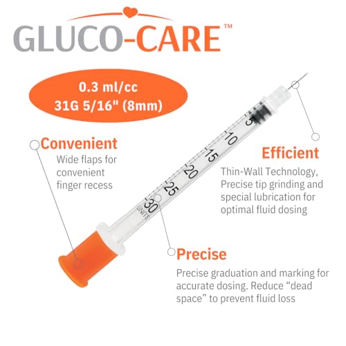 Image of 0.3 ml /cc Syringes 31G x 5 /16 inch (8mm), Orange Cap,100 pcs /bx | Fine Tip, Home & Lab Use, Clear Barrel, Bold Scale, Smooth Plunger Movement with back-end stopper, Leak-Proof Design