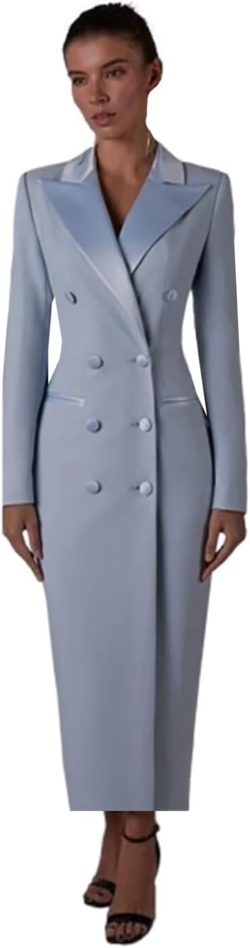 Women's Business Work Suit Dress Set Sexy Peak Lapel Slim Office Jacket Double-Breasted Fall Elegant Lady Meeting