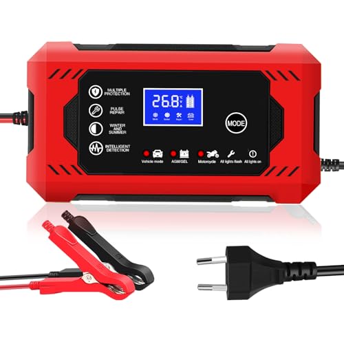 Chargeur de Batterie Voiture 12V, YOYOPOW Chargeur de Batterie au Plomb pour Auto Moto, Mainteneur...