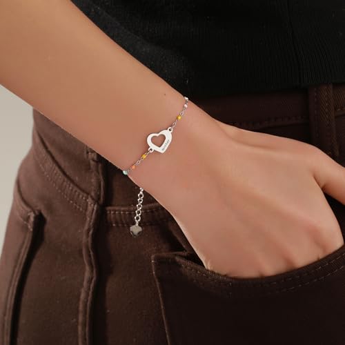 Image of DS Mother Daughter Bracelets Set,18K Gold Plated Stainless Steel Heart Jewelry for Women Girls,Mothers Day Gifts for Mom /Daughter,Adjustable Matching Bracelets for Mommy and Me gift box packaging