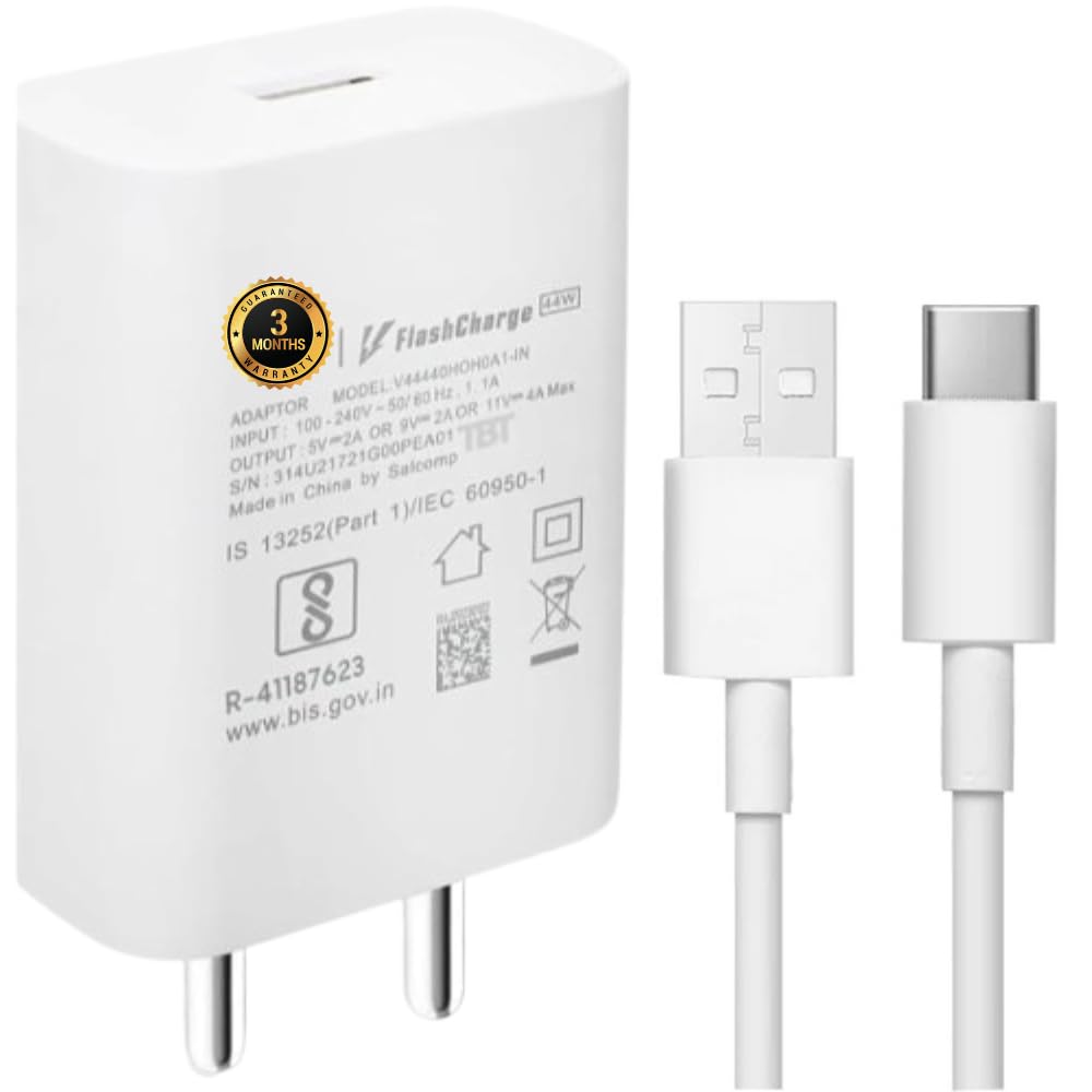 Original Flash 44W Charging Adapter with Type C Cable Compatible with vivo T2 Pro,T3x,V295G, Y2005G, V30 Pro5G, V30e5G, V235G,Y56 5G,Y100A 5G,Y28e5G,Y28s5G,T3Lite 5G,iqoo Z9x,Z6 Lite,Z7,Neo 7 (B0D9B9VPXT) Amazon Price History, Amazon Price Tracker