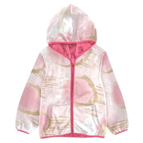 OTVEE Pink Gold Feather Dot Kids Hoodie Jacket Fall Spring Full Zip Warm Outwear Coat