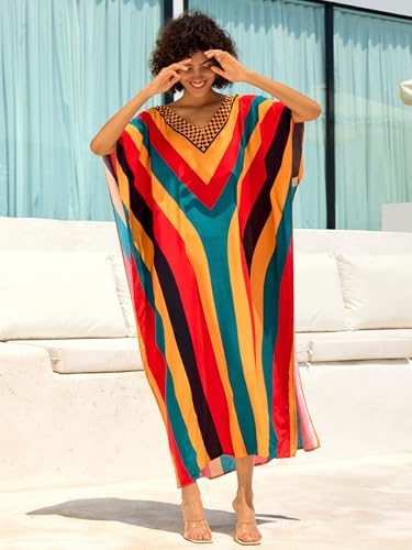 Image of NFVNKJ Women's Plus Size Beach Lounge Kaftan Maxi Dress Swimsuit Coverup for Women