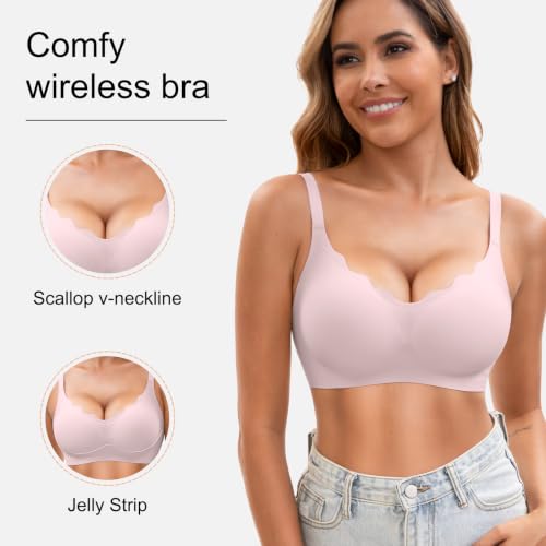 Image of Womens Seamless Tshirt Jelly Bras 3 Pack Wireless Comfy Bralettes