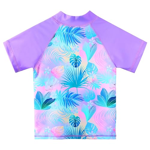 Image of TFJH E Girls Short Sleeve Swimsuit Two Piece Swimwear UPF 50+ UV 3-12 Years