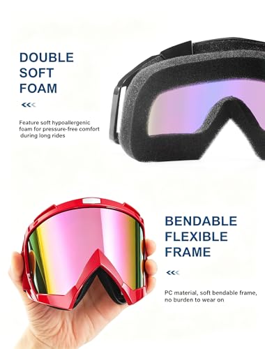 Image of 2Pcs Dirt Bike Goggles Motocross Motorcycle ATV Riding Dustproof Windproof Off Road Racing MX Four Wheeler Goggles