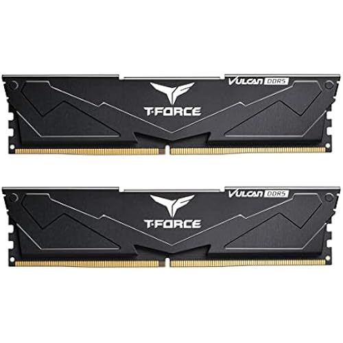 TEAMGROUP T-Force Vulcan DDR5 32GB (2x16GB) 6000MHz (PC5-48000) CL38 Desktop Memory Module Ram (Black) for Chipset 600 700 Series XMP 3.0 Ready - FLBD532G6000HC38ADC01