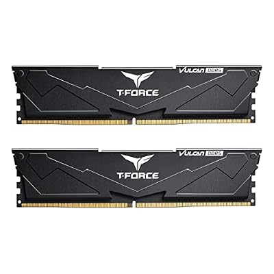 TEAMGROUP T-Force Vulcan DDR5 32GB (2x16GB) 6000MHz (PC5-48000) CL38 Desktop Memory Module Ram (Black) for Chipset 600 700 Series XMP 3.0 Ready - FLBD532G6000HC38ADC01