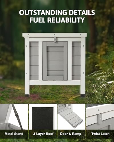 Co-Z RHC-5142-WH Outdoor Cat House Weatherproof Rabbit Hutch Hideout Indoor Bunny Cage thumb #9