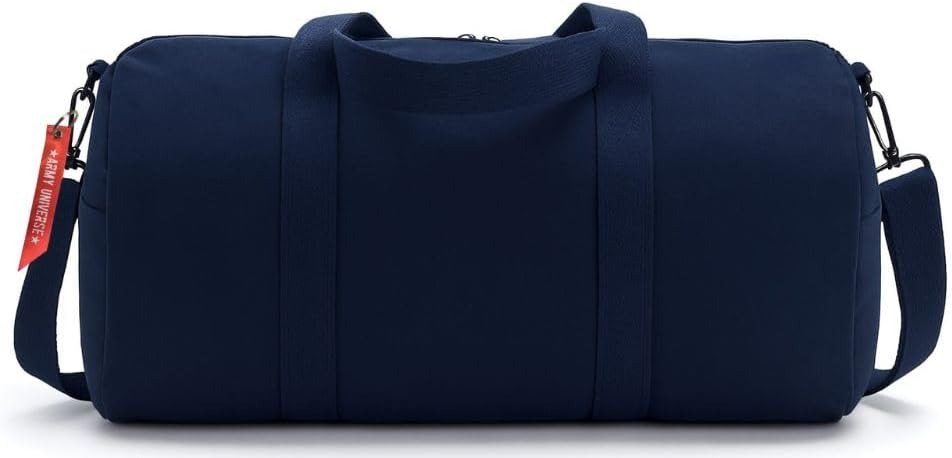 Canvas Roll Duffle Bag, Heavy-Duty Shoulder Travel Gym Gear & Equipment Carry Bag & Streamer, Navy Blue - 15"