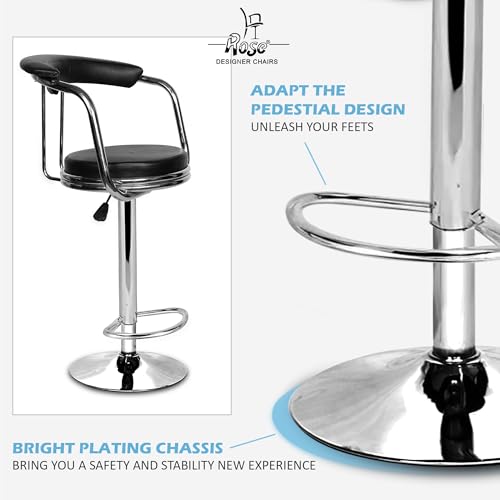 Image of ROSE Kiya Height Adjustable & Revolving Bar Stool /Kitchen Chair Suitable for Kitchen, Cafeteria, Dining, Office,Shops (2, Black, Barstool)