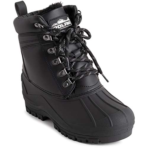 Image of POLAR Mens Muck Lace Up Short Nylon Winter Snow Rain Lace Up Casual Duck Boots