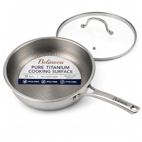 Image of Titanium Frying Pan 12 Inch, Pure Titanium Skillet, Uncoated, Oven Safe