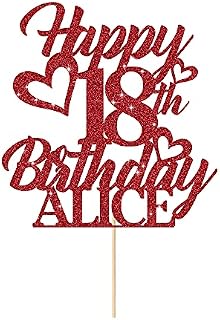 Personalised Cake Topper Happy Birthday Cake Topper for 1st 2nd 3rd 13th 18th 21st 30th 40th 50th Multicoloured Glitter Party Supplies (Rose Gold)