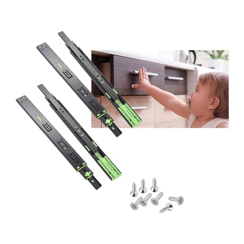 2 Pairs Soft Close Drawer Slide, 16” Full Extension Cabinet Runner,Heavy Duty 100lb Load Capacity Side Mount Ball Bearing