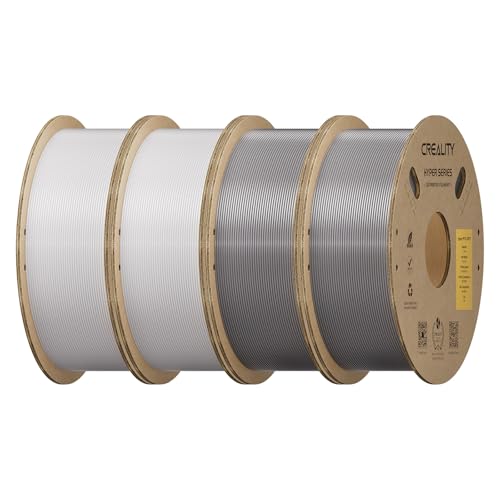 Creality Hyper PETG Filament Bundle 1.75mm 4KG for K1 Max/Ender 3 V3 SE/KE, 3D Printer Filament PLA Designed for High Speed 30-600mm/s, Dimensional Accuracy +/- 0.03 mm (White&Grey 4-Pack)