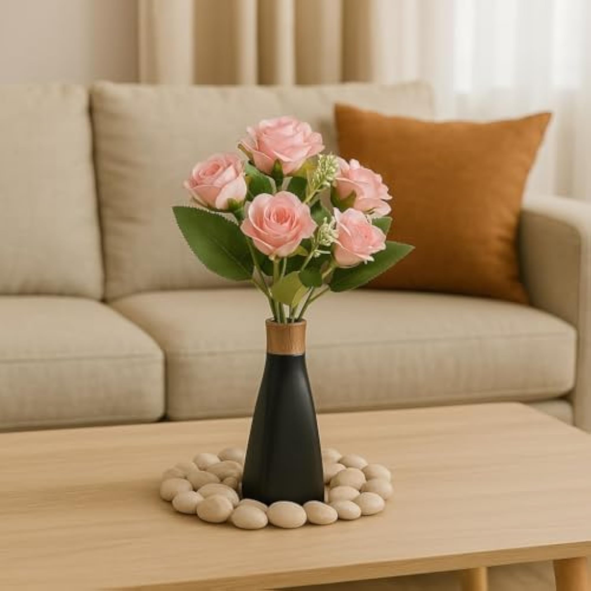 Artificial 7 Rose Flower Bunch for Home Décor