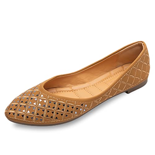 Sixth Street Womens Casual Comfortable and Lightweight Ballerina Ballet Flats-Tan-(Size-37) (B0B7X3C5H8) Amazon Price History, Amazon Price Tracker