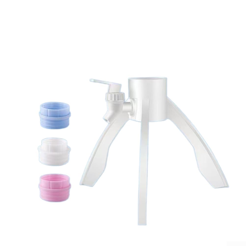 5L Water Bottle Stand with Faucet Dispenser and 3 Size Adapters, Triangular Stable Base for Easy One-Handed Pouring, Lightweight Portable Design for Office Camping or Picnic Use