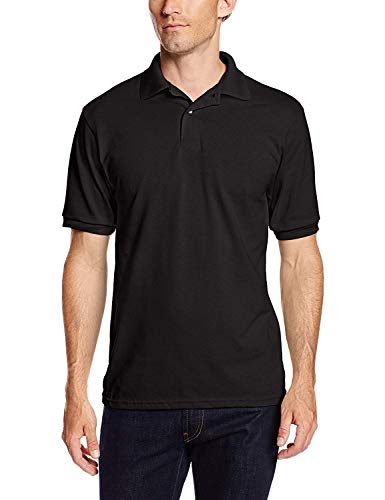 Hanes Men's Short-Sleeve Jersey Polo (Pack of 2), Black, 5X-Large