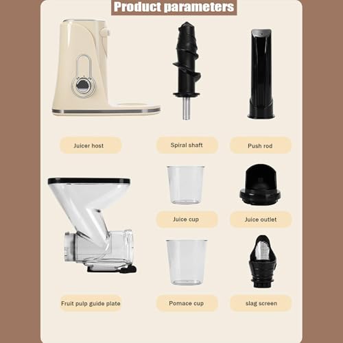 Exprimidor de prensa en frío con separación de residuos, extractor de jugo de masticación lenta, 90% de rendimiento de jugo, funcionamiento silencioso, fácil de limpiar, compacto para uso doméstico