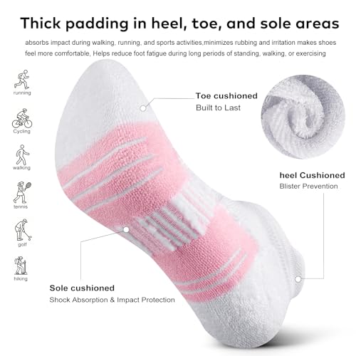 Image of cuangya Ankle Socks for Women - Athletic Low Cut Running Cushioned Socks (3-5 Pairs)