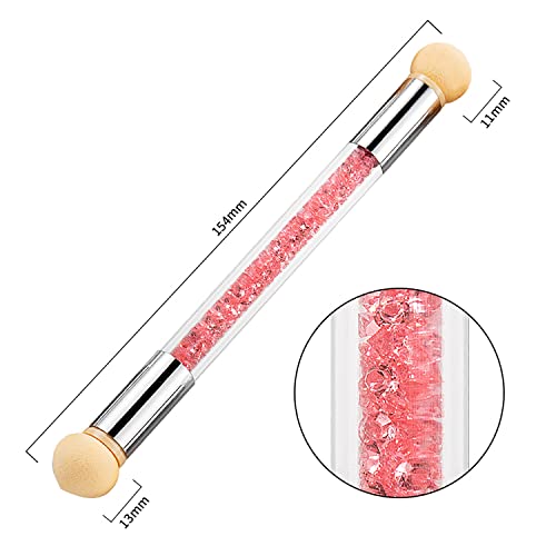 Silpecwee 1Pc Nail Sponges Pen, Ombre Nail Brush Double Head Nail Art Brush Nail Brushes Manicure Brush Nail Art Tools For Salon Diy With 16Pcs Replaceable Sponge Heads (Pink) #TOP1