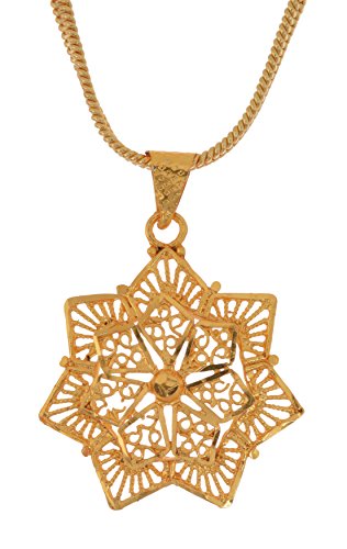 Image of Handicraft Kottage 1gm 22Ct Gold Plated chain with Pendant | latest & Stylish Celebrity Inspired Chain /Necklace /Jewellery Set /Fashion jewellery for Men, Women Boys Girls