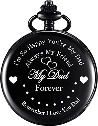 Image of Vintage Gandhi Style Pocket Watch with Engraved Designs & Messages Royal Black Analog for Men Women & Kids Includes Key Ring for car or Bike Keys Ideal Gift