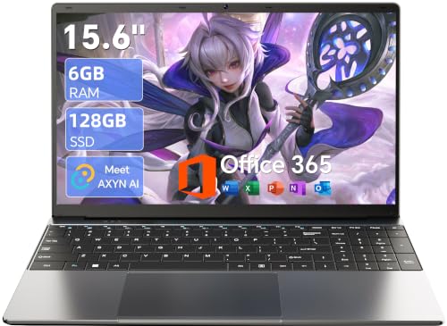 Image of 15.6 inch AI Laptop with Office 365, 6GB RAM 128GB SSD, Win 11 Laptops