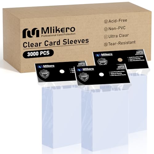 Image of 3000 Counts Card Sleeves, Clear Penny Sleeves for Trading Cards, Baseball Card Sleeves, Soft Trading Cards Sleeve Fit for MTG, TCG, Baseball Cards, Football Cards, Game Cards