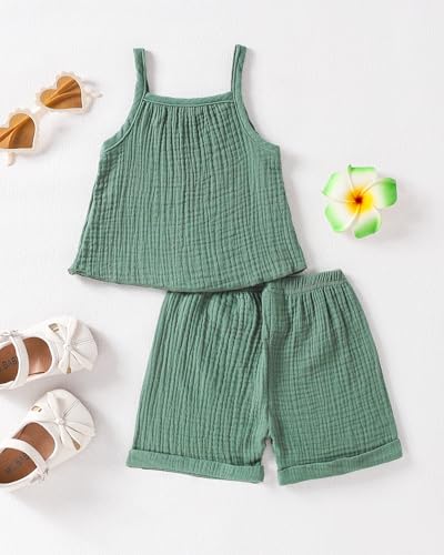 Image of Weebaby Toddler Girl Clothes Baby Summer Outfits Sleeveless Halter Top Ruffle Short Set Cute Kids Clothes Girls