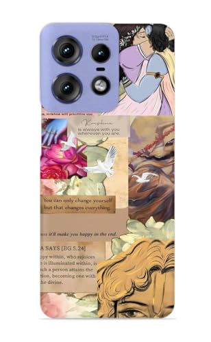 Image of Krishna Geeta Text Designer Printed Hard Back Cover for Motorola Edge 50 Pro 5G Attractive and Uniquely Crafted Smartphone Case