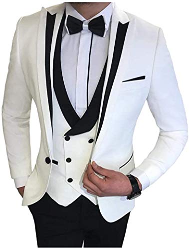 Men's Suits Tuxedos 3 Piece Shawl Lapel Prom Groomsmen Wedding （Blazer+Pants+Vest）