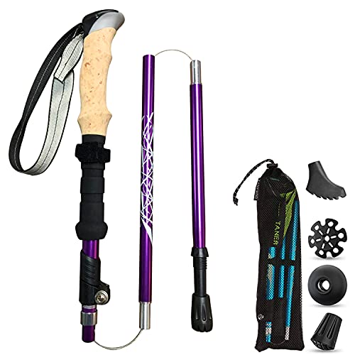 Bâtons de Trekking,Réglables Bâtons de Marche Nordique, Bâtons de randonnée Légers et Pliables pour Homme et Femme Senior(Violet Seul) Cover