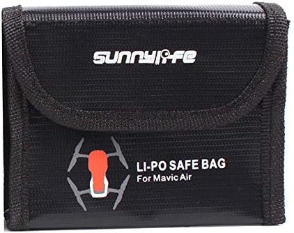 Anbee Lipo Battery Safety Bag Fireproof Guard Pouch for DJI Mavic Air Drone (Large, for 3pcs Battery)
