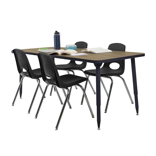 Image of Adapte Commercial Classroom Activity Table - 30 inch x 72 inch Rectangle, ADA Compliant Tapered Legs with Glides & Casters, Adjustable Height 22-34 inch Wheelchair Accessible, School & Office Furniture
