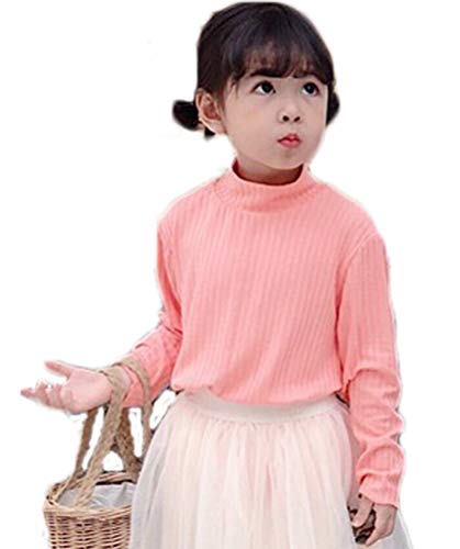 ASHER FASHION Kids Bear Turtleneck Sweater Boys Girls Knit Sweater Christmas (Pink 3-4Y)