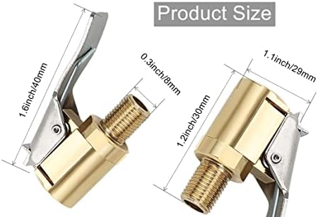 LDCRE Tire Air Chuck with Clip Adapter, Brass Locking Tire Inflator Nozzle Adapter Connect, No Leakage Tire Chucks for Vehicle Inflator Compressor Pump Connect Accessories Tool 8mm 2Pack - 1