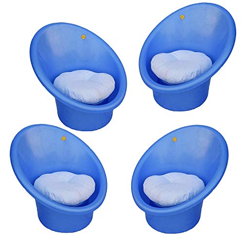 Image of Tub Chairs /ARM Chairs /Chairs for Home, Living Room /Indoor and Outdoor Chairs with Complimentary Cushions Set of 04 (Blue)