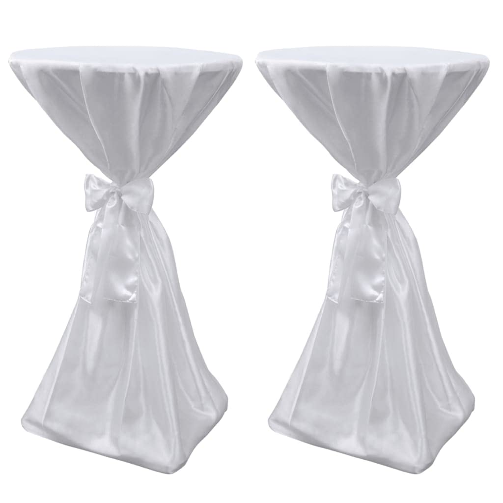 Nappe ronde en satin blanc 60cm de qualité supérieure avec rubans