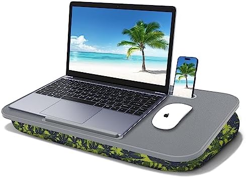 Lap Desk with Pillow Cushion, Home Office Portable Laptop Lap Desk with Device Ledge & Tablet Holder, Removable & Washable, for Sofa Bed Working Writing, Lap Desk for Laptop, Fits up to 17 inch Laptop