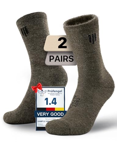 Juclise Alpaca Wool Micro Crew Hiking Socks Midweight Moisture Wicking Anti-blister Cushioned(US Alpha M Regular Regular Marine Od Green)