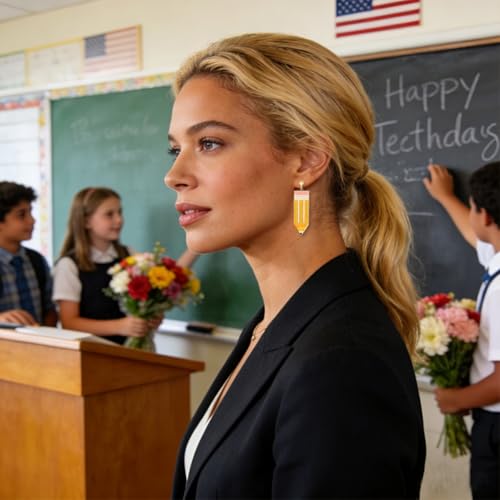 Bijoux de rentrée scolaire pour femme : boucles d'oreilles pour enseignantes avec clips confort
