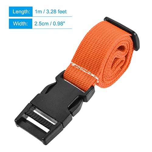 Image of MECCANIXITY Utility Strap with Buckle 1x40 Inch Polyester Quick Release Adjustable Belt for Travel Outdoor Bag Luggage Packing (Orange)