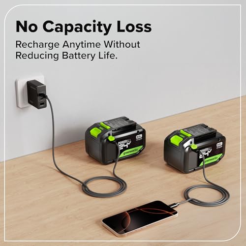 Image of Greenworks 24V 8.0Ah PowerAll Lithium-Ion High-Power Battery (Genuine Battery / 150+ Compatible Tools) with 100-Watt Bi-Directional USB-C Charger for iPhone 16, iPad, Galaxy, Pixel and More