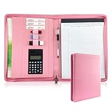 Padfolio mit Reißverschluss, A4, PU-Leder, Portfolio-Organizer mit Taschenrechner für Vorstellungsgespräche, Lebenslauf, Dokumentenplaner, Terminplaner, Tablet-Hülle, Halter, Herren, Damen
